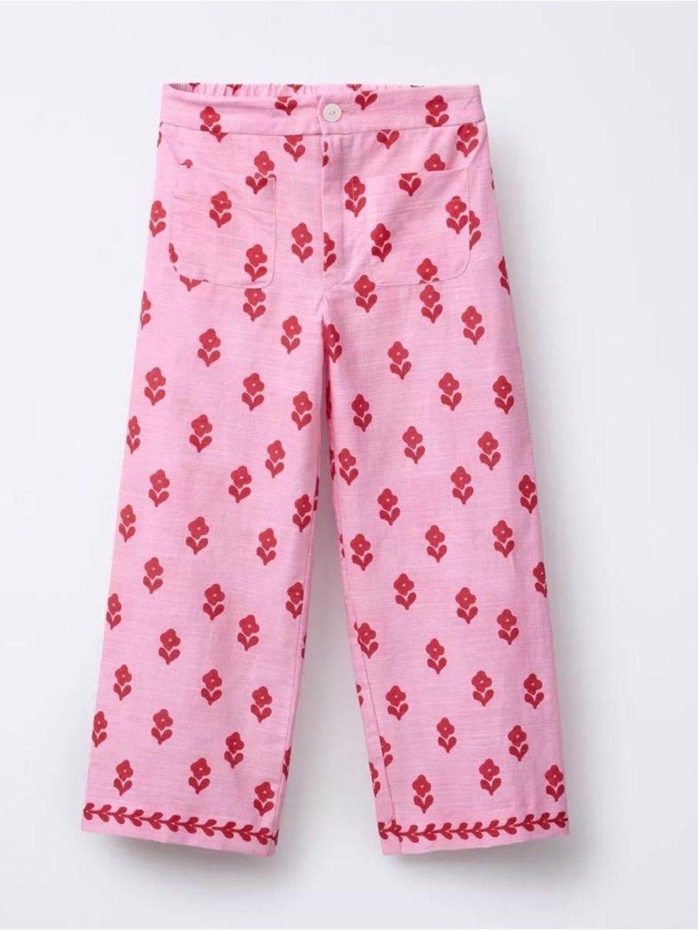Zara Girl’s Flower Print Patch Pocket Pants